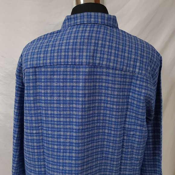 Vtg Haband Casual Joe Mens Large Blue Plaid Pearl Snap Long Sleeve Flannel Shirt - Picture 7 of 11